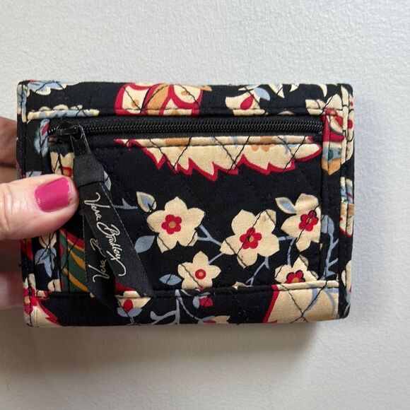 Vera Bradley Versailles Black and Red Ti-fold Wallet - Picture 2 of 3